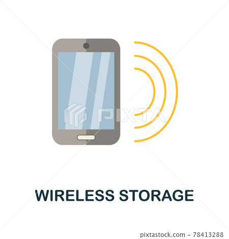 Wireless Storage flat icon. Color simple element from phone accessories collection. Creative Wireless Storage icon for web design, templates, infographics and more 78413288