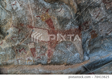 Cave paintings and petroglyphs Laas Geel near Hargeisa closeup Somalia Cave paintings and petroglyphs Laas Geel near Hargeisa closeup Somalia 78413625