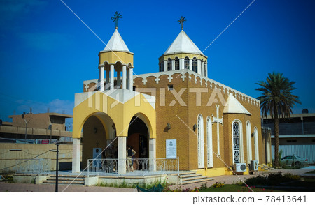 Exterior view to Armenian Catholic Evangelical church, Baghdad, Iraq Exterior view to Armenian Catholic Evangelical church, Baghdad, Iraq 78413641