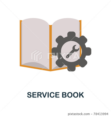 Service Book flat icon. Color simple element from car servise collection. Creative Service Book icon for web design, templates, infographics and more Service Book flat icon. Color simple element from car servise collection. Creative Service Book icon for web design, templates, infographics and more 78413994