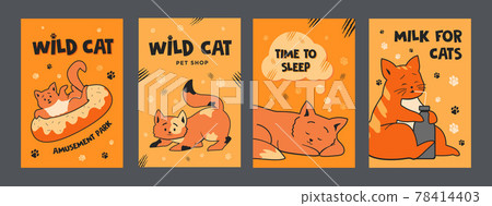 Orange posters design with cute cats 78414403