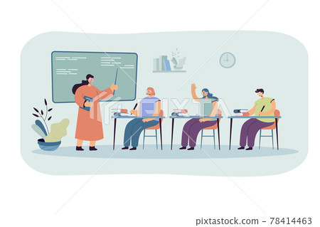 Happy students learning in college flat vector illustration Happy students learning in college flat vector illustration 78414463