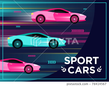 Cover design with moving sport cars - Stock Illustration [78414567