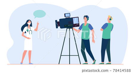 Cameramen taking video of medical expert Cameramen taking video of medical expert 78414588