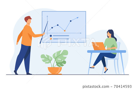 Business coach showing growth graph to businesswoman 78414593