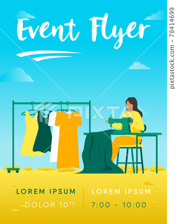 Woman sewing new dress on stitching machine 78414699