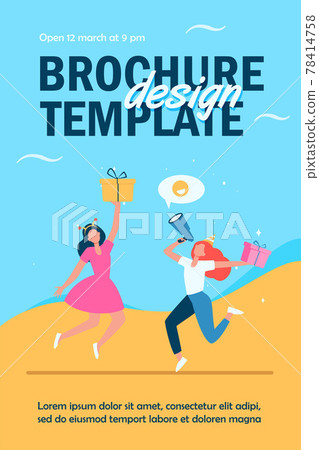 Two cheerful women celebrating and jumping with gifts 78414758