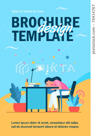 Tired woman sleeping during work at table Tired woman sleeping during work at table 78414767