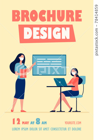 Teacher in mask explaining lesson to student 78414859