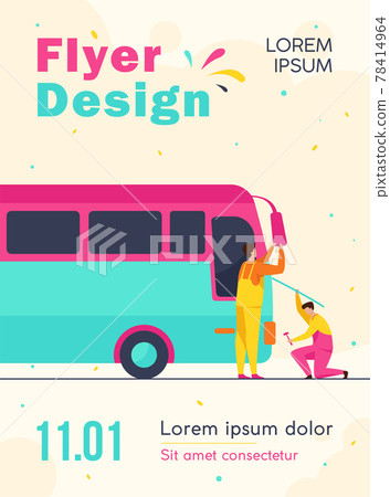 Repairmen servicing and repairing bus Repairmen servicing and repairing bus 78414964