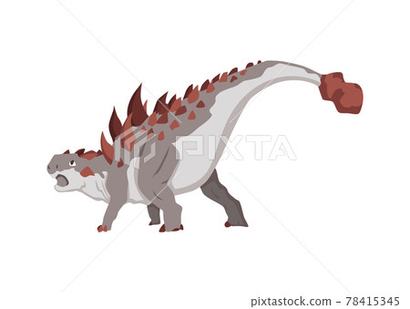Ankylosaurus dinosaur flat icon. Colored isolated prehistoric reptile monster on white background. Herbivorous vector cartoon dino animal Ankylosaurus dinosaur flat icon. Colored isolated prehistoric reptile monster on white background. Herbivorous vector cartoon dino animal 78415345