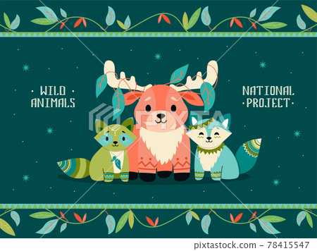 Cover design with boho animals 78415547