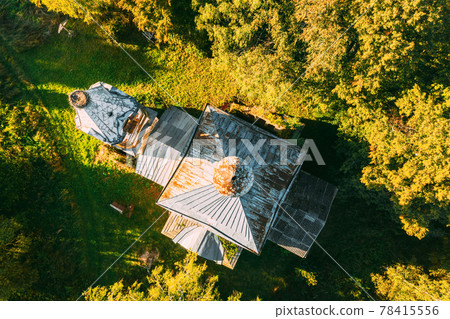 Martinovo, Beshenkovichsky District, Vitebsk Region, Belarus. Bird's-eye View Of Church Of The Intercession Of The Most Holy Theotokos. Aerial View Of Historic Landmark In Autumn Sunny Evening. Flat Martinovo, Beshenkovichsky District, Vitebsk Region, Belarus. Bird's-eye View Of Church Of The Intercession Of The Most Holy Theotokos. Aerial View Of Historic Landmark In Autumn Sunny Evening. Flat 78415556