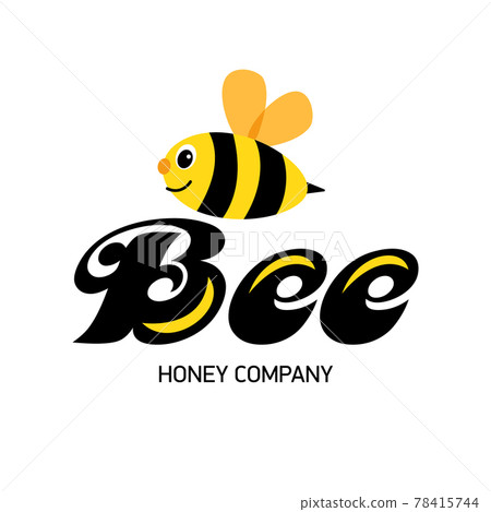 Merry bee. Logo for honey producer company. Happy cartoon abstract bee Merry bee. Logo for honey producer company. Happy cartoon abstract bee 78415744