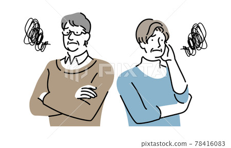 憂心忡忡的老夫妻 78416083