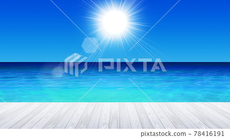 一片海洋藍海的度假區 夏日形象背景素材 插圖素材 圖庫