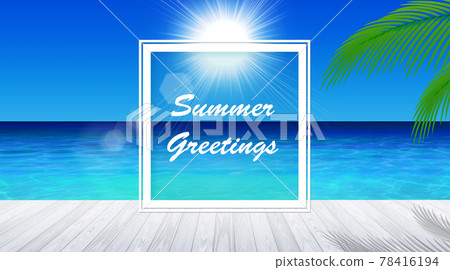 A resort area with a marine blue sea, summer image background material 78416194