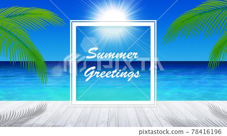 一片海洋藍海的度假區 夏日形象背景素材 插圖素材 圖庫