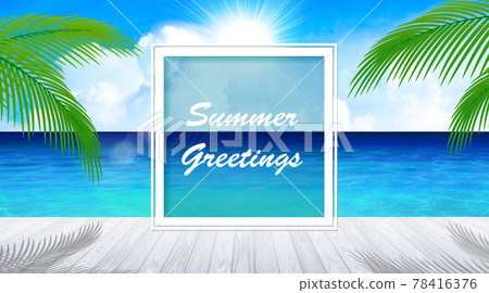 A resort area with a marine blue sea, summer image background material 78416376
