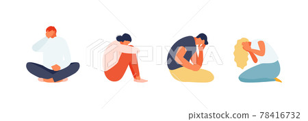 Suffering unhappy people. Stress and depression. Anxiety and destructive feelings Suffering unhappy people. Stress and depression. Anxiety and destructive feelings 78416732