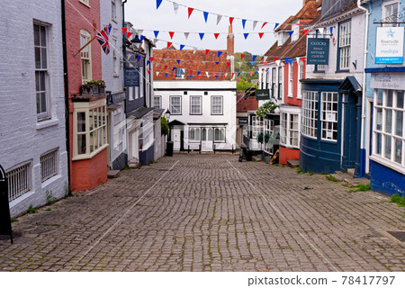 Cobbled Quay Hill shops in Lymington - Hampshire UK Cobbled Quay Hill shops in Lymington - Hampshire UK 78417797