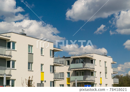 Modern Apartment Building, New Architecture, Complex Exterior Modern Apartment Building, New Architecture, Complex Exterior 78418021