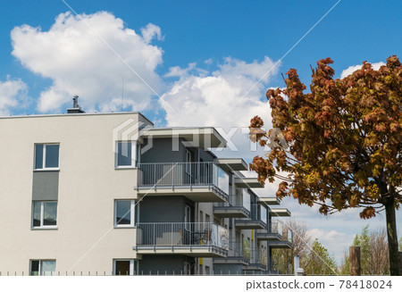 Modern Apartment Building, New Architecture, Complex Exterior Modern Apartment Building, New Architecture, Complex Exterior 78418024
