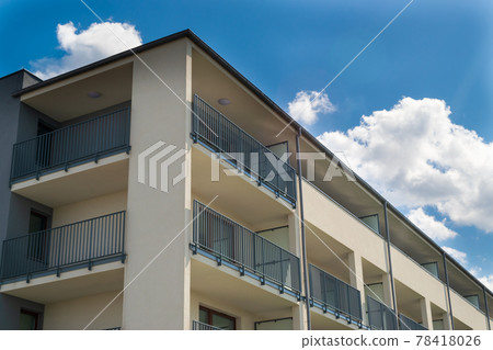 Modern Apartment Building, New Architecture, Complex Exterior Modern Apartment Building, New Architecture, Complex Exterior 78418026