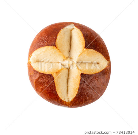 Round Brown Easter Bun Isolated on White Background Round Brown Easter Bun Isolated on White Background 78418034