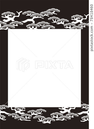 帶松木插圖的日式明信片,垂直黑色 帶松木插圖的日式明信片,垂直黑色 78418460