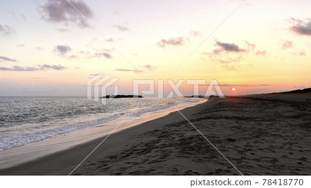 Sunset coast and orange sky Sunset coast and orange sky 78418770