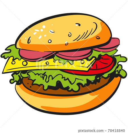 Burger Vector, Hamburger Icon Fast Food... - Stock Illustration ...