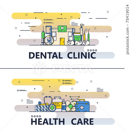 Vector thin line medical poster banner templates 78419014