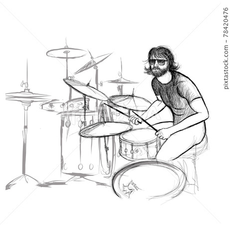 Drummer in black and white 78420476