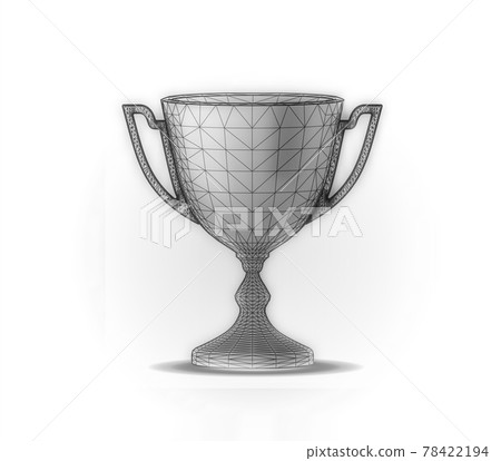Award cup with polygonal grid on white background. Vector Award cup with polygonal grid on white background. Vector 78422194