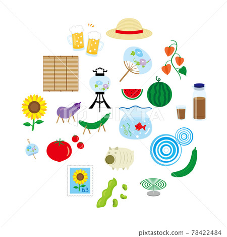 Japanese summer vector illustration set Japanese summer vector illustration set 78422484
