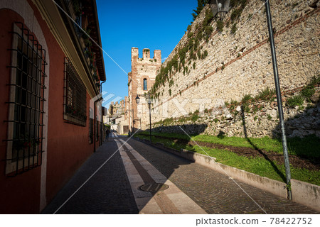 Surrounding Wall of the Small Village of Lazise - Tourist Resort on Lake garda Verona Italy 78422752