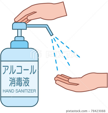 用洗手液消毒雙手的插圖(帶線條) 用洗手液消毒雙手的插圖(帶線條) 78423088