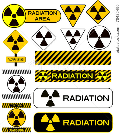 Set of nuclear icons radiation hazard warning radioactive vector 78423496
