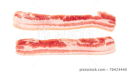 Raw Smoked Bacon Isolated, Streaky Brisket Slices 78424440