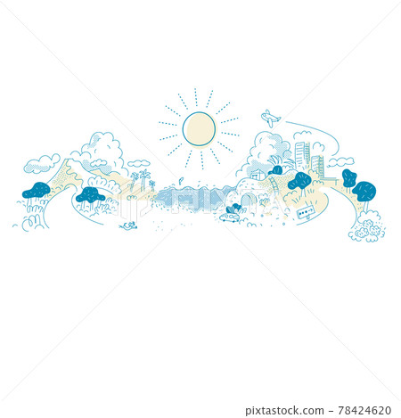 Illustration of landscape with sea and mountains 78424620