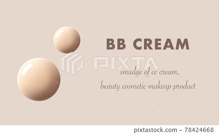 BB cream, CC cream, makeup foundation tone drops isolated 3d realistic vector illustration. Skincare beauty product horizontal banner template with swatches 78424668