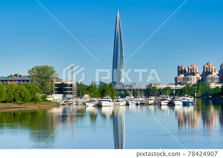 Skyscraper of Gazprom in St. Petersburg with fucking in the river against Skyscraper of Gazprom in St. Petersburg with fucking in the river against 78424907
