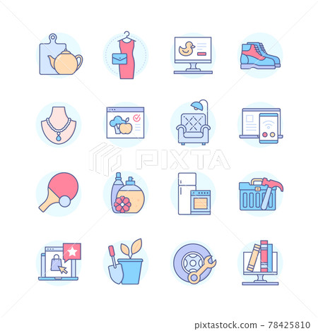 Online shopping categories - line design style icons set Online shopping categories - line design style icons set 78425810