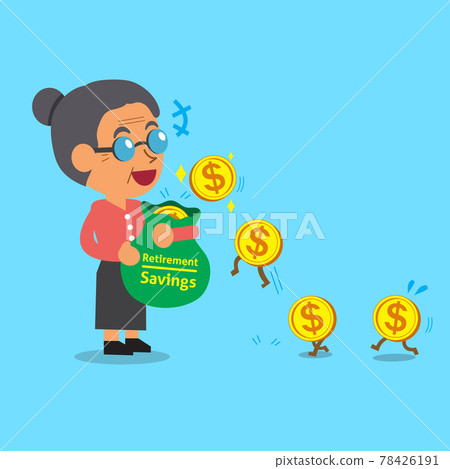 Business concept cartoon old woman earning money 78426191