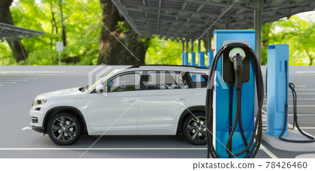 Charge point of electric vehicle charging station, 3d render 78426460