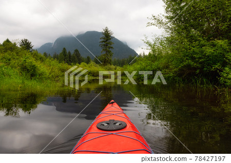 Adventure Concept Kayaking in Red Kayak 78427197