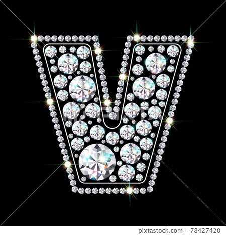 Letter V made from sparkling diamonds vector eps 10 78427420