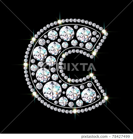 Letter C made from sparkling diamonds vector eps 10 78427499