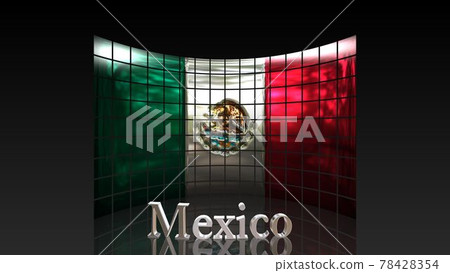 墨西哥國旗和地板上的文字 5-1-2 78428354